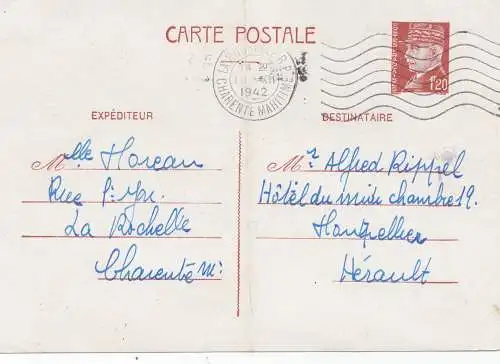 Frankreich: 1942: Carte Postale