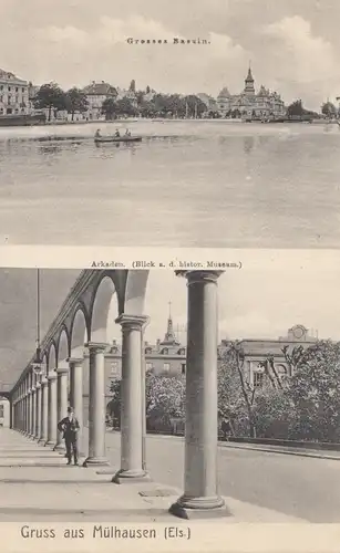 Frankreich: 1908: Ansichtskarte Mühlhausen nach Basel