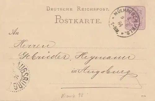 Frankreich: 1884: Mühlhausen nach Augsburg