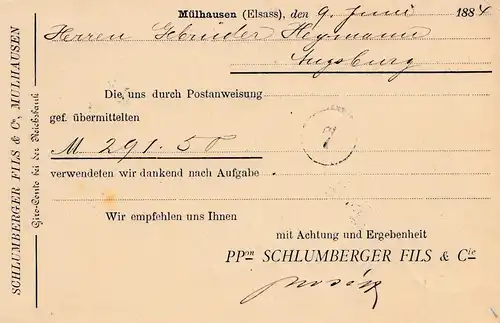 Frankreich: 1884: Mühlhausen nach Augsburg