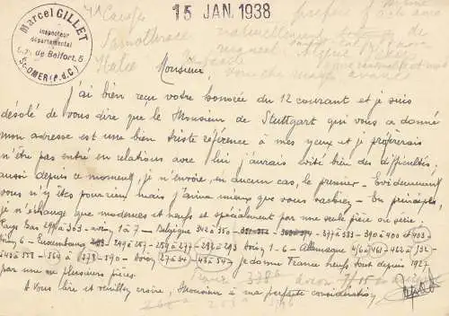 Frankreich: 1938: Ganzsache Belfort nach Niederlande