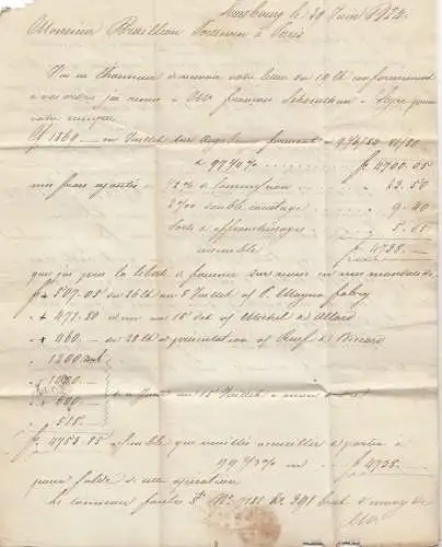 France: 1824 Strasbourg - Tax Note à Paris