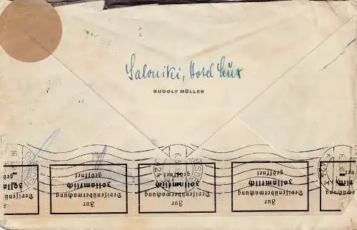 Griechenland: 1938: Brief von Saloniki nach Dresden - Zollüberwachung - geöffnet