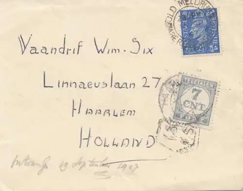 England: 1947: Brief nach Holland - Tax - Haarlem