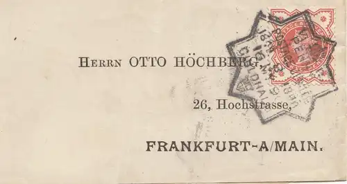 Angleterre: 1890: Lettre à Francfort.