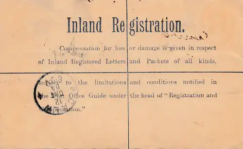 England: 1904: Registered lette-Ganzsache - nach Calw - Perfin