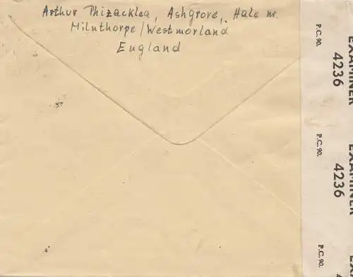 Angleterre: 1947: Lettre pour l'Allemagne - censure