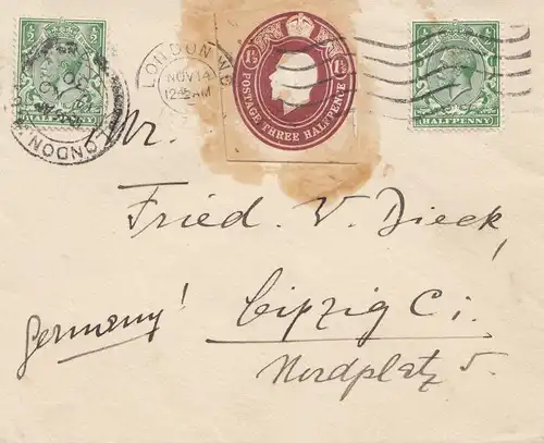 England: 1930 Brief nach Leipzig