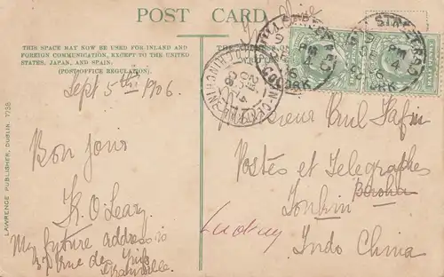 Angleterre: 1906: Carte Kissing the Blarney Stone après Jonkim/Indo China