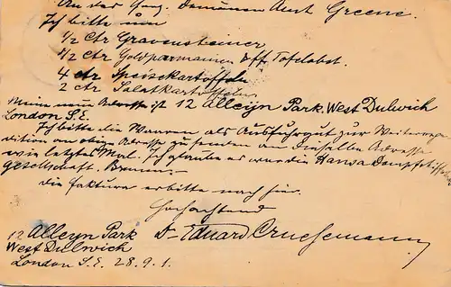 Angleterre: 1901: réponse complète à l'affaire Norwood vers l ' Allemagne/ la Grèce