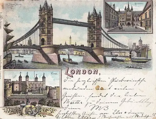 Angleterre: 1898: Carte de Londres après Weimar
