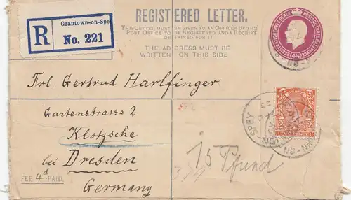 Angleterre: 1923: Registered Grantown on Spe d'après Dresde