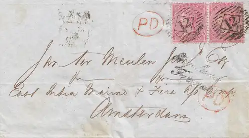 Angleterre: 1860: Lettre pour Amsterdam.