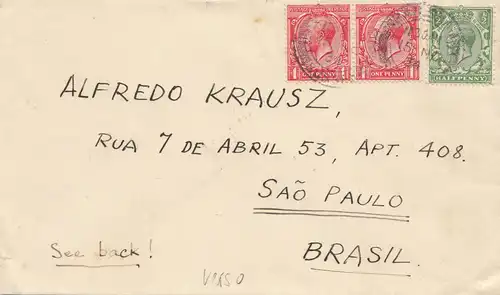 Angleterre: 1934: Sussex vers Sao Paulo/Brasil