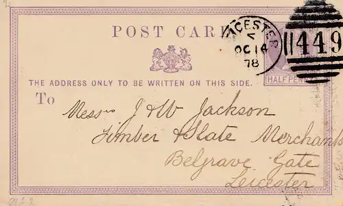 Angleterre: 1878 Leicester. -