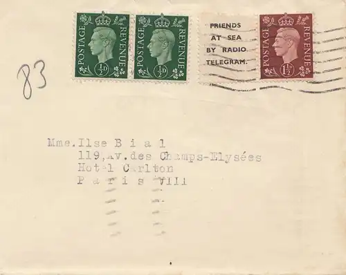 England: 1938: Brief nach Paris