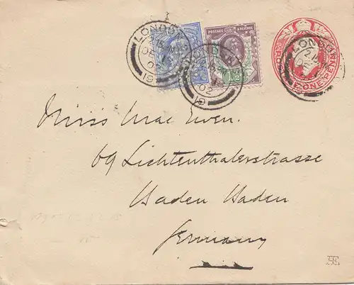 Angleterre: 1902: Londres vers l'Allemagne - Perfin