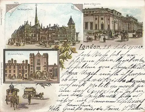Angleterre: 1900 Carte de Londres en Suisse