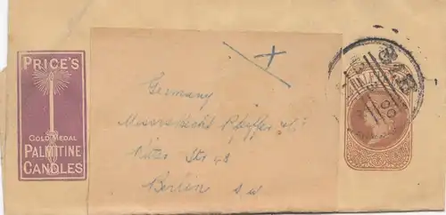 Angleterre: 1900: Lettre à Berlin: Palmitine Candles