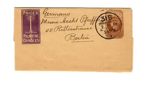 England: Brief 1901 nach Berlin: Palmitine Candles