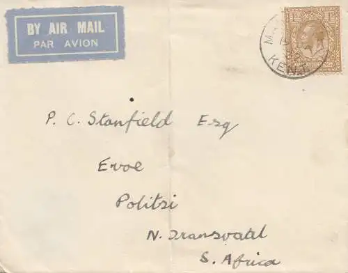 Angleterre: 1932: courrier aérien complet vers South Africa