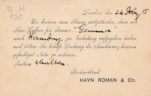 England: 1885: Ganzsache - Perfin - London nach Leipzig