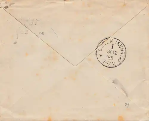 Angleterre: 1885: Lettre pour Essen.