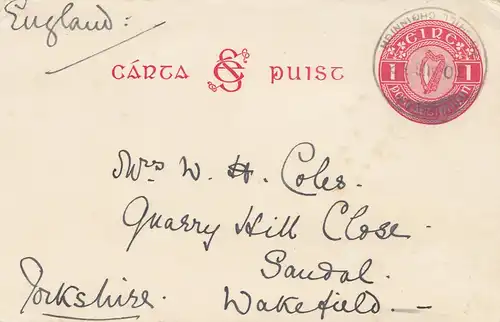 Irland: 1932: nach Yorkshire - England