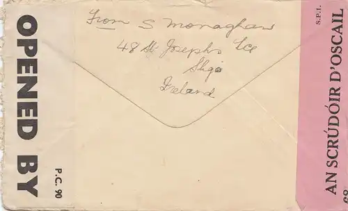 Irlande: 1941: courrier aérien vers les États-Unis - 2x Censor