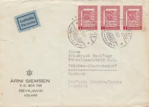 Island: 1957: Luftpost nach Zwickau