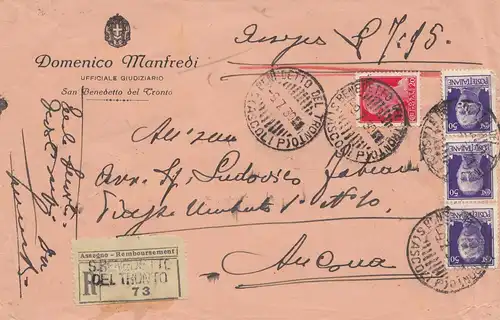 Italie: 1930: Inscription San Benedetto del Tronto à Foggia Bologne