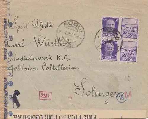 Italie: 1942: Acqui apr. Solingen - Verificato/OKW Censure