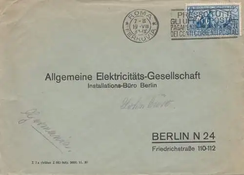 Italie: 1931: Roms vers Berlin - AEG