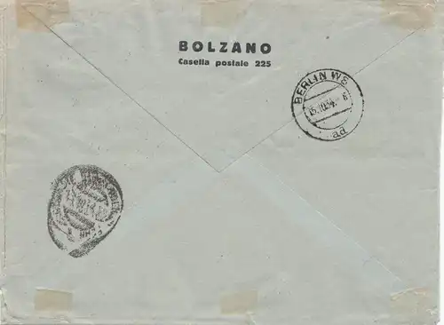 Italie: 1934: Bolzano vers Berlin - Bestpost - Registered