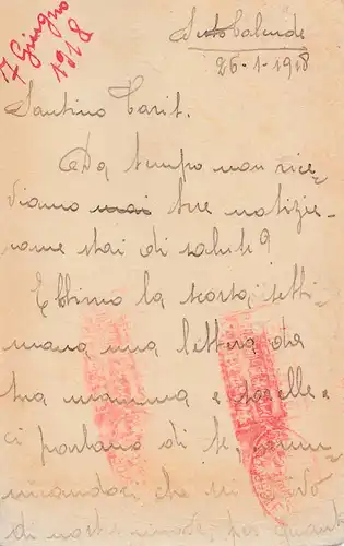 Italie: 1918 Sesto Calende vers l'Autriche: Croix-Rouge