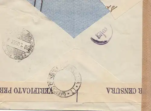 Italie: 1942: Bologne après Teplitz Schonau- Ufficio Censura Posta Estera