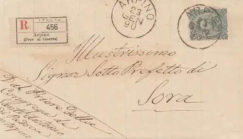 Italie: 1890: Arpino vers Sora
