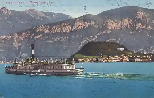 Italie: 1960: Carte de la vue Lago di Côme vers les États-Unis