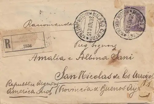 Italie: 1918: Lettre de Milano à San Nicolas - Argentina