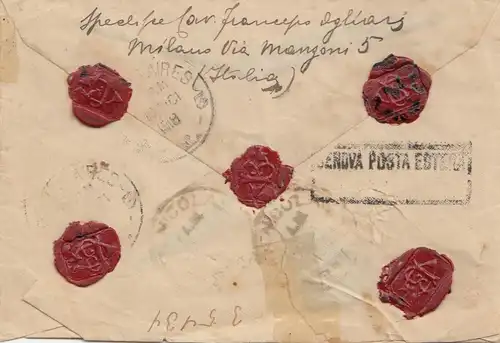 Italien: 1918: Brief von Milano nach San Nicolas - Argentina