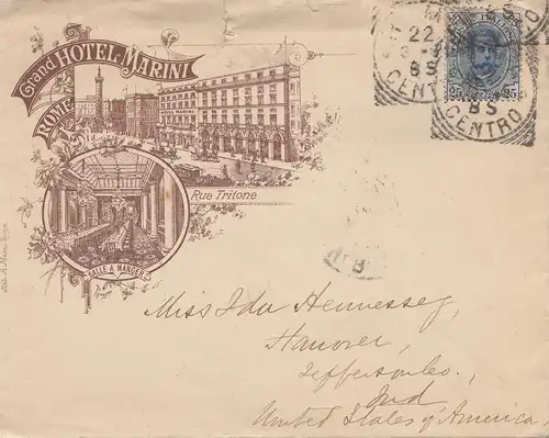 Italien: 1885: Rome-Grand Hotel nach USA