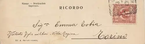 Italien: 1903: kleine Ansichtskarte Venezia - Drucksache