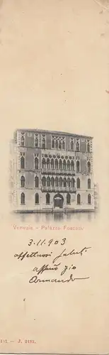 Italien: 1903: kleine Ansichtskarte Venezia - Drucksache