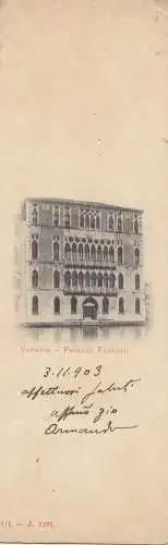 Italien: 1903: kleine Ansichtskarte Venezia - Drucksache