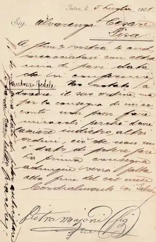 Italie: 1901: Intra vers Pise