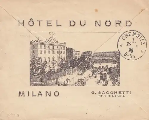 Italie: 1893: Milano vers Chemnitz