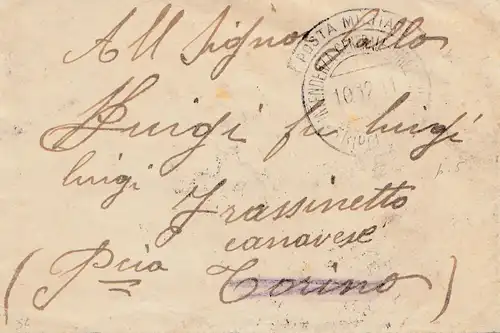 Italie: 1911: Posta Militare - Lettre à Frassinetto