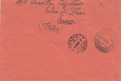 Italie: 1945: Zevio/Vérone à Genève