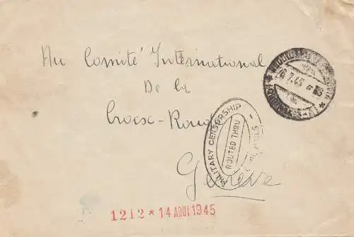 Italie: 1945: au Comité Croix Rouge - Suisse - censure