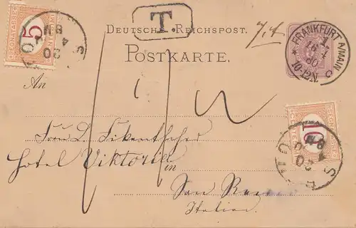 Italien: 1880: Ganzsach Frankfurt nach Italien - Taxe